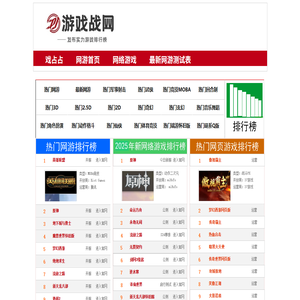 网络游戏排行榜2025前十名.最新好玩的网游排行榜.2025热门好玩的网络游戏排行榜,最新网络游戏大全